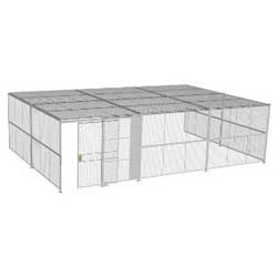 3-Wall Welded Wire Security Cage, w/Ceiling, 30'8" x 20'4" x 8'5-1/4" with 5' Sliding Gate