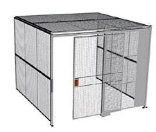 3-Wall Welded Wire Security Cage, w/Ceiling, 10'4" x 10'2" x 10'5-1/4" with 5' Sliding Gate
