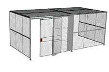 3-Wall Welded Wire Security Cage, w/Ceiling, 20'6" x 10'2" x 10'5-1/4" with 5' Sliding Gate
