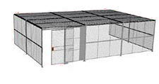 3-Wall Welded Wire Security Cage, w/Ceiling, 30'6" x 20'4" x 10'5-1/4" with 5' Sliding Gate