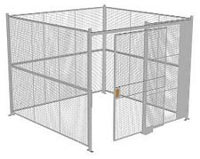 4-Wall Welded Wire Security Cage, No Ceiling, 10'4" x 10'4" x 8'5-1/4" with 5' Sliding Gate