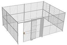 4-Wall Welded Wire Security Cage, No Ceiling, 20'6" x 15'6" x 8'5-1/4" with 5' Sliding Gate
