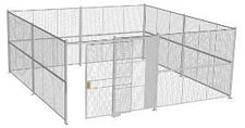 4-Wall Welded Wire Security Cage, No Ceiling, 20'6" x 20'6" x 8'5-1/4" with 5' Sliding Gate