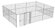 4-Wall Welded Wire Security Cage, No Ceiling, 30'8" x 20'6" x 8'5-1/4" with 5' Sliding Gate