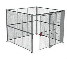 4-Wall Welded Wire Security Cage, No Ceiling, 10'4" x 10'4" x 10'5-1/4" with 5' Sliding Gate