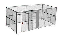 4-Wall Welded Wire Security Cage, No Ceiling, 20'6" x 10'4" x 10'5-1/4" with 5' Sliding Gate
