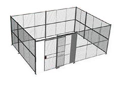 4-Wall Welded Wire Security Cage, No Ceiling, 20'6" x 15'6" x 10'5-1/4" with 5' Sliding Gate
