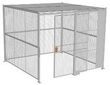 4-Wall Welded Wire Security Cage, w/Ceiling, 10'4" x 10'4" x 8'5-1/4" with 5' Sliding Gate