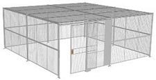 4-Wall Welded Wire Security Cage, w/Ceiling, 20'6" x 20'6" x 8'5-1/4" with 5' Sliding Gate