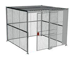 4-Wall Welded Wire Security Cage, w/Ceiling, 10'4" x 10'4" x 10'5-1/4" with 5' Sliding Gate