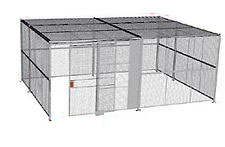 4-Wall Welded Wire Security Cage, w/Ceiling, 20'6" x 15'6" x 10'5-1/4" with 5' Sliding Gate
