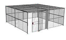 4-Wall Welded Wire Security Cage, w/Ceiling, 20'6" x 20'6" x 10'5-1/4" with 5' Sliding Gate
