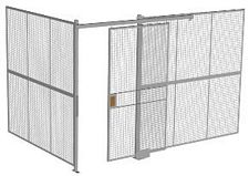 2-Wall Welded Wire Security Cage, No Ceiling, 12'4" x 8'2" x 8'5-1/4" with 4' Sliding Gate