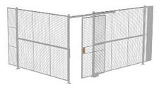 2-Wall Welded Wire Security Cage, No Ceiling, 16'4" x 12'4" x 8'5-1/4" with 4' Sliding Gate