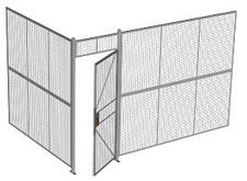 2-Wall Welded Wire Security Cage, No Ceiling, 12'4" x 8'2" x 8'5-1/4" with 3' Hinged Gate