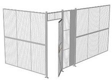 2-Wall Welded Wire Security Cage, No Ceiling, 16'4" x 8'2" x 8'5-1/4" with 3' Hinged Gate