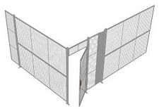 2-Wall Welded Wire Security Cage, No Ceiling, 16'4" x 12'4" x 8'5-1/4" with 3' Hinged Gate