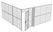 2-Wall Welded Wire Security Cage, No Ceiling, 16'4" x 16'4" x 8'5-1/4" with 3' Hinged Gate