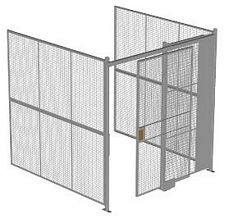 3-Wall Welded Wire Security Cage, No Ceiling, 8'4" x 8'2" x 8'5-1/4" with 4' Sliding Gate
