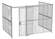 3-Wall Welded Wire Security Cage, No Ceiling, 12'6" x 8'2" x 8'5-1/4" with 4' Sliding Gate