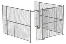 3-Wall Welded Wire Security Cage, No Ceiling, 12'6" x 12'4" x 8'5-1/4" with 4' Sliding Gate