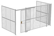3-Wall Welded Wire Security Cage, No Ceiling, 16'6" x 8'2" x 8'5-1/4" with 4' Sliding Gate