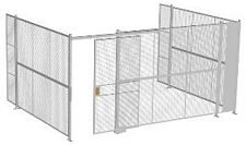 3-Wall Welded Wire Security Cage, No Ceiling, 16'6" x 12'4" x 8'5-1/4" with 4' Sliding Gate