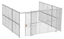 3-Wall Welded Wire Security Cage, No Ceiling, 16'6" x 16'4" x 8'5-1/4" with 4' Sliding Gate