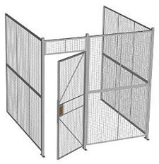 3-Wall Welded Wire Security Cage, No Ceiling, 8'6" x 8'2" x 8'5-1/4" with 3' Hinged Gate