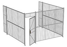 3-Wall Welded Wire Security Cage, No Ceiling, 12'6" x 12'4" x 8'5-1/4" with 3' Hinged Gate