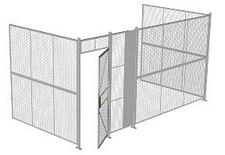 3-Wall Welded Wire Security Cage, No Ceiling, 16'6" x 8'2" x 8'5-1/4" with 3' Hinged Gate
