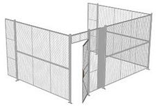 3-Wall Welded Wire Security Cage, No Ceiling, 16'6" x 12'4" x 8'5-1/4" with 3' Hinged Gate