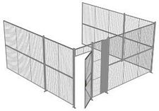 3-Wall Welded Wire Security Cage, No Ceiling, 16'6" x 16'4" x 8'5-1/4" with 3' Hinged Gate