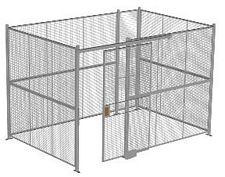 4-Wall Welded Wire Security Cage, No Ceiling, 12'6" x 8'4" x 8'5-1/4" with 4' Sliding Gate