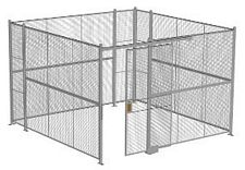 4-Wall Welded Wire Security Cage, No Ceiling, 12'6" x 12'6" x 8'5-1/4" with 4' Sliding Gate