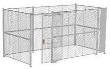 4-Wall Welded Wire Security Cage, No Ceiling, 16'6" x 8'4" x 8'5-1/4" with 4' Sliding Gate