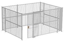 4-Wall Welded Wire Security Cage, No Ceiling, 16'6" x 12'6" x 8'5-1/4" with 4' Sliding Gate