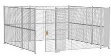 4-Wall Welded Wire Security Cage, No Ceiling, 16'6" x 16'6" x 8'5-1/4" with 4' Sliding Gate