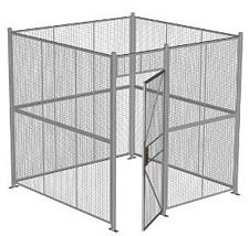 4-Wall Welded Wire Security Cage, No Ceiling, 8'6" x 8'4" x 8'5-1/4" with 3' Hinged Gate