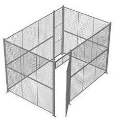 4-Wall Welded Wire Security Cage, No Ceiling, 12'6" x 8'4" x 8'5-1/4" with 3' Hinged Gate