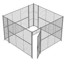 4-Wall Welded Wire Security Cage, No Ceiling, 12'6" x 12'6" x 8'5-1/4" with 3' Hinged Gate