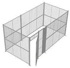 4-Wall Welded Wire Security Cage, No Ceiling, 16'6" x 8'4" x 8'5-1/4" with 3' Hinged Gate