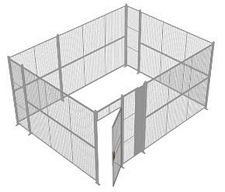 4-Wall Welded Wire Security Cage, No Ceiling, 16'6" x 12'6" x 8'5-1/4" with 3' Hinged Gate