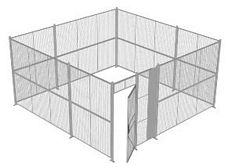 4-Wall Welded Wire Security Cage, No Ceiling, 16'6" x 16'6" x 8'5-1/4" with 3' Hinged Gate