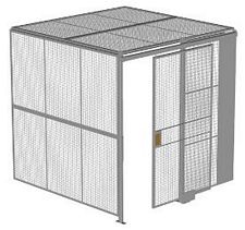 2-Wall Welded Wire Security Cage, w/Ceiling, 8'2" x 8'2" x 8'5-1/4" with 4' Sliding Gate