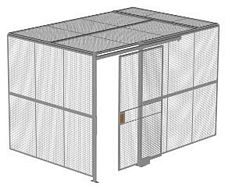 2-Wall Welded Wire Security Cage, w/Ceiling, 12'4" x 8'2" x 8'5-1/4" with 4' Sliding Gate