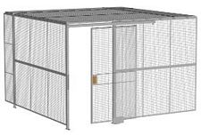 2-Wall Welded Wire Security Cage, w/Ceiling, 12'4" x 12'4" x 8'5-1/4" with 4' Sliding Gate