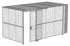 2-Wall Welded Wire Security Cage, w/Ceiling, 16'4" x 8'2" x 8'5-1/4" with 4' Sliding Gate