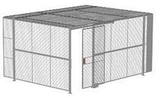 2-Wall Welded Wire Security Cage, w/Ceiling, 16'4" x 12'4" x 8'5-1/4" with 4' Sliding Gate
