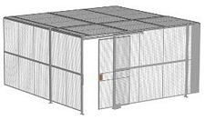 2-Wall Welded Wire Security Cage, w/Ceiling, 16'4" x 16'4" x 8'5-1/4" with 4' Sliding Gate